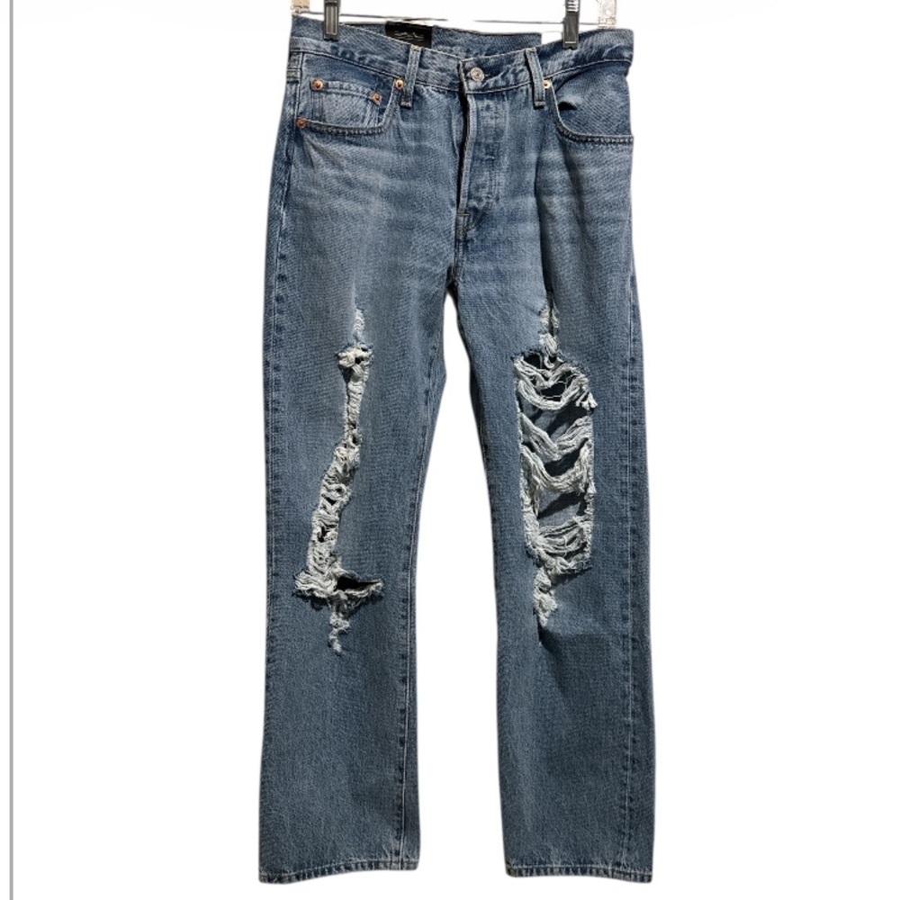 Levis 501 jeans 90’s Classic Blue Distressed Jeans cotton 26 x 30 NEW - Picture 2 of 5